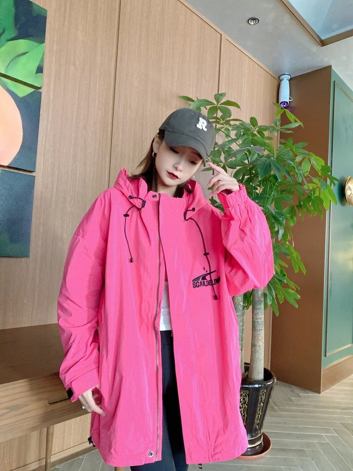 工装刺绣风衣女宽松抽腰中长款