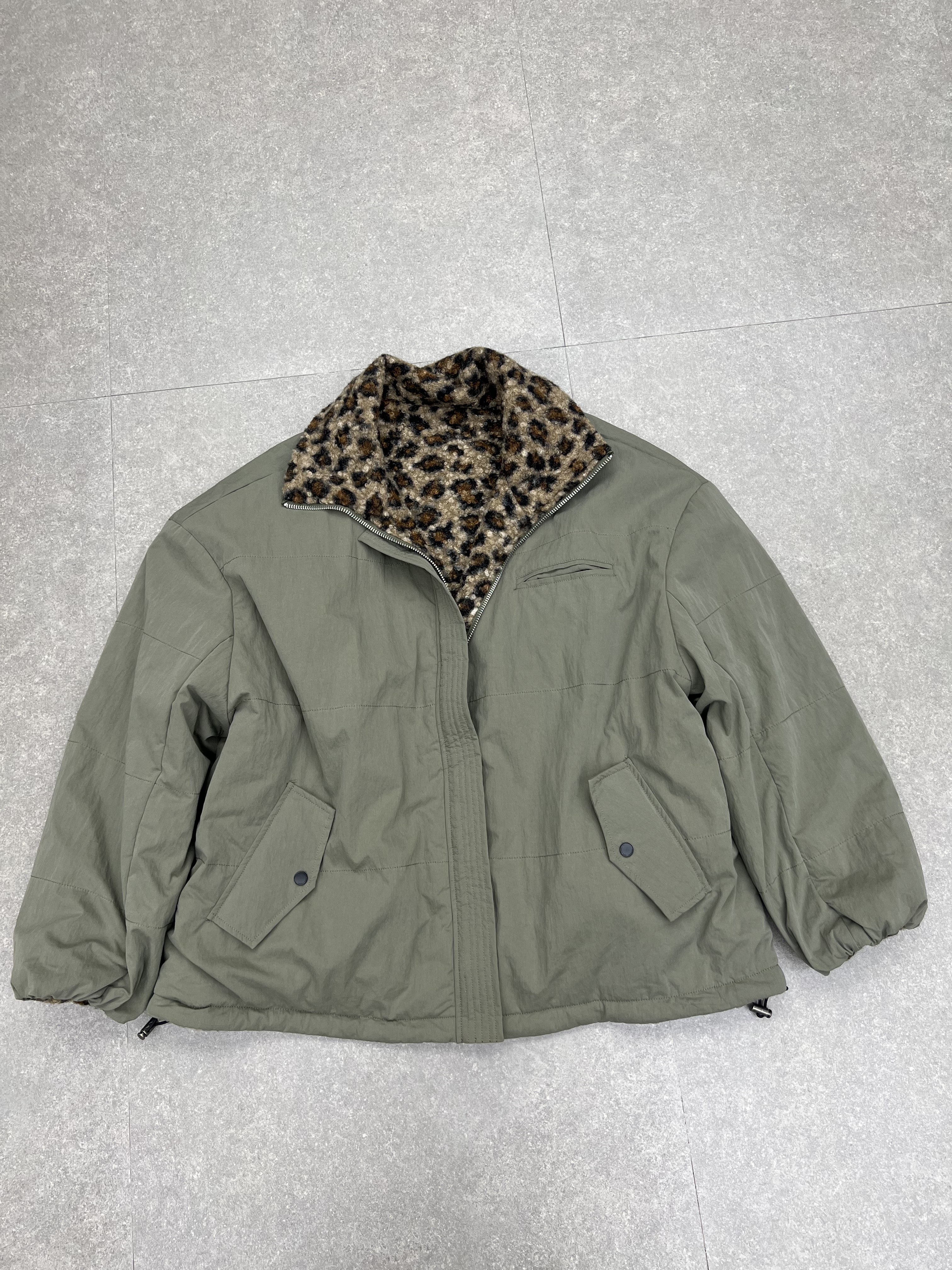 bobo1972美式复古宽松休闲百搭豹纹棉服双面穿外套女秋冬539479