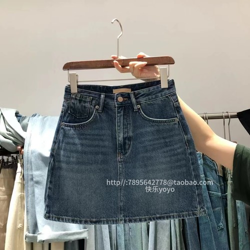Kabodo83557巴布牛仔短裙女春季新品欧式复古高腰A字裙显瘦