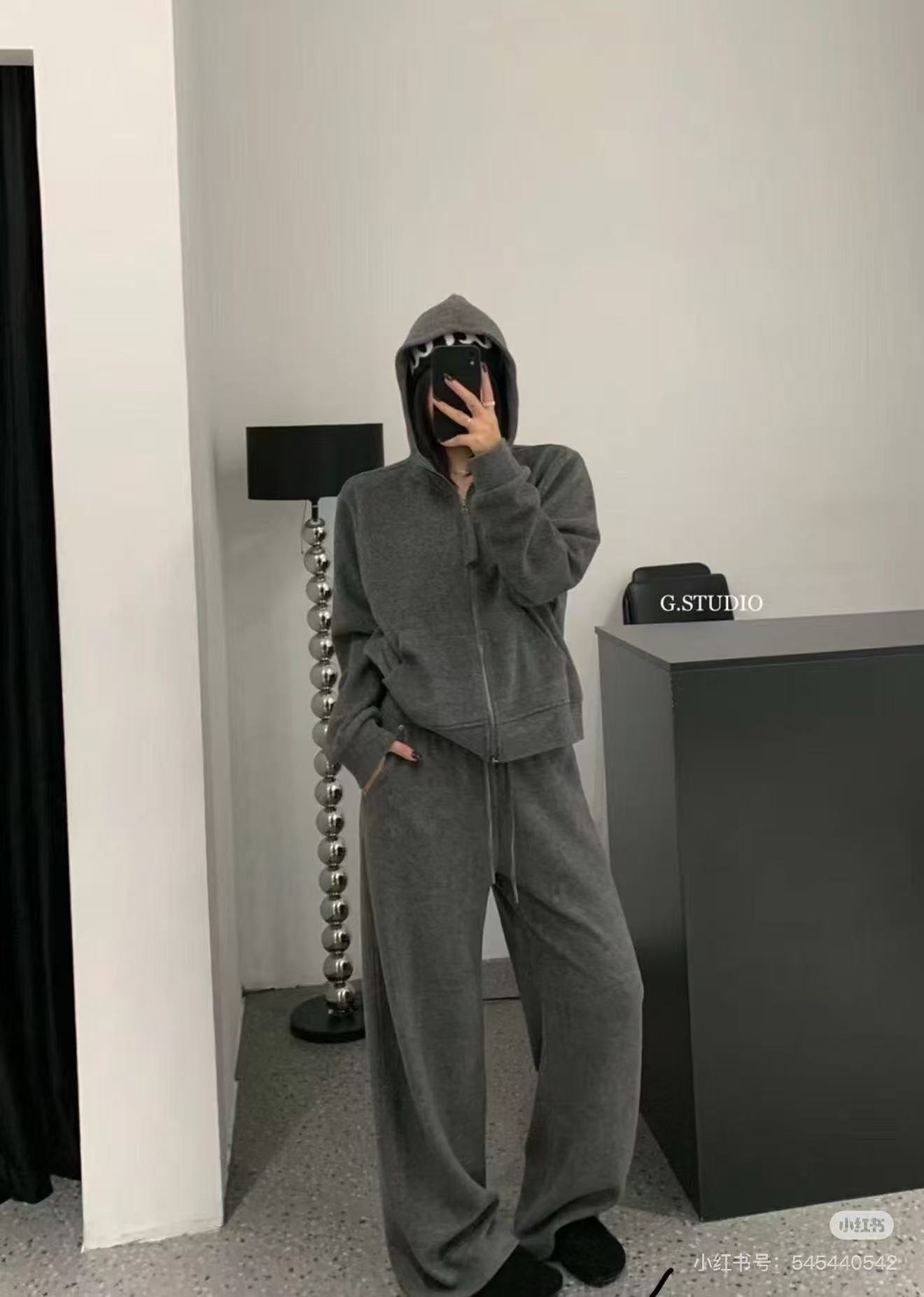 JVVSISTER秋冬新款百搭显瘦连帽卫衣外套+休闲裤套装女71519