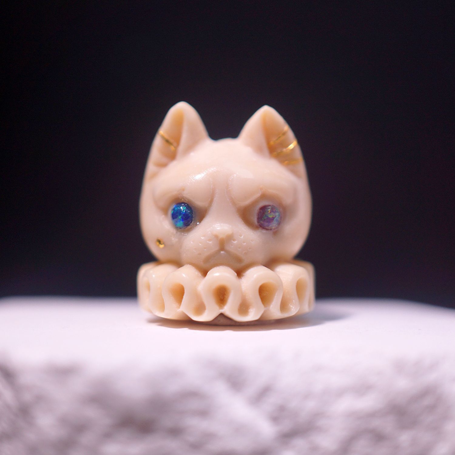 天然猛犸象牙精雕搓金斯芬克斯猫DIY文玩配饰手串