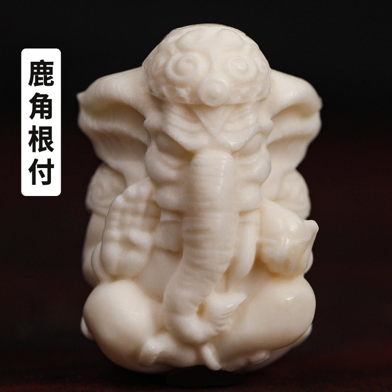 鹿角雕刻饰品象神配件文玩菩提手串吊坠挂件散珠配珠手工diy配饰