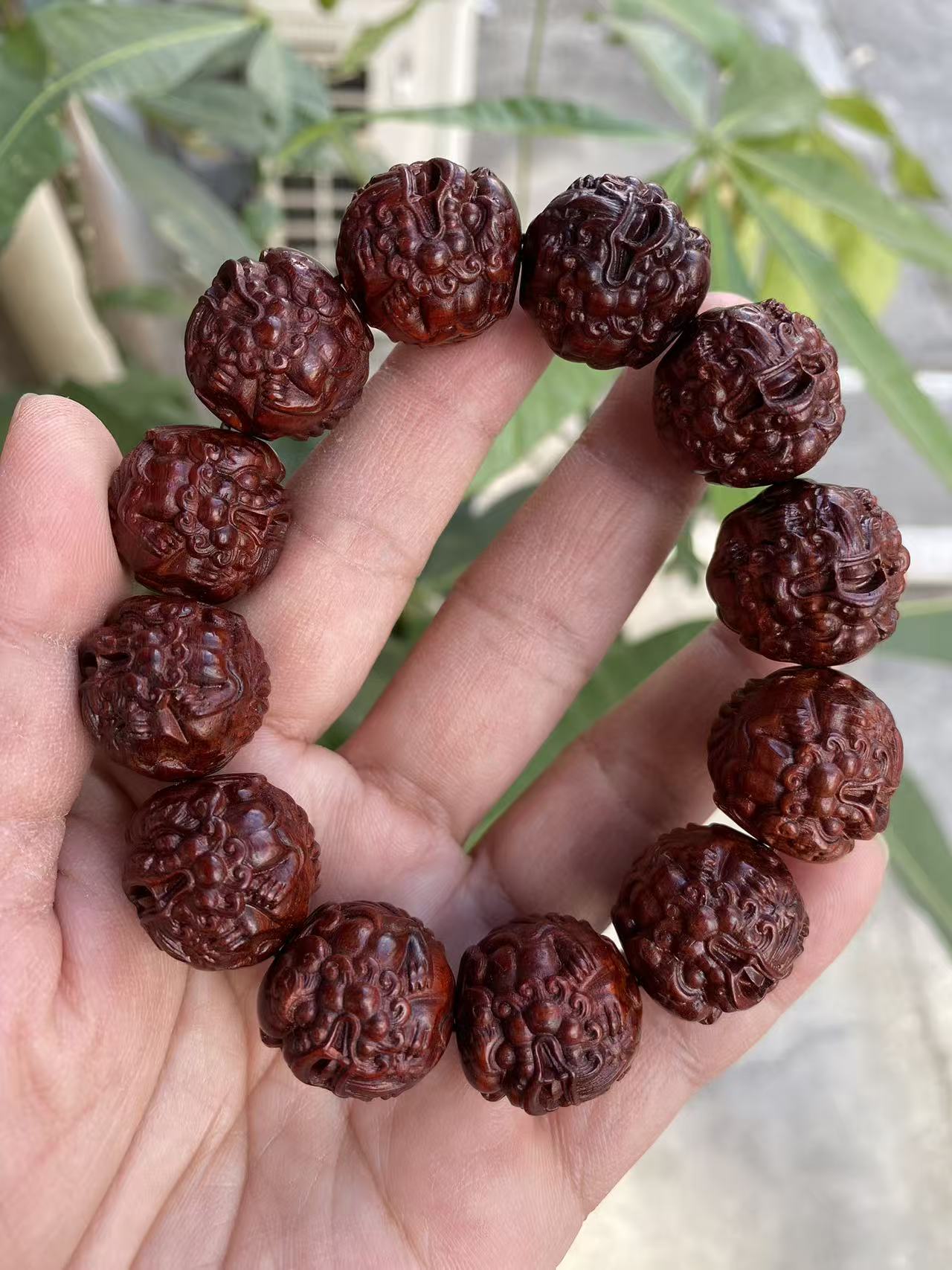 印度小叶紫檀貔貅手串男檀香木质文玩佛珠手链盘玩手把件送礼