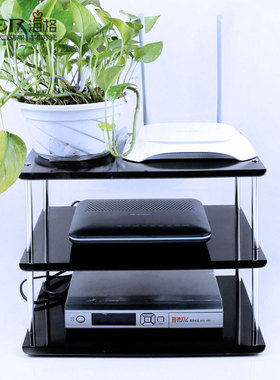 黑色电视机顶盒架落地式路由器一字搁板架办公桌面整理收纳置物架