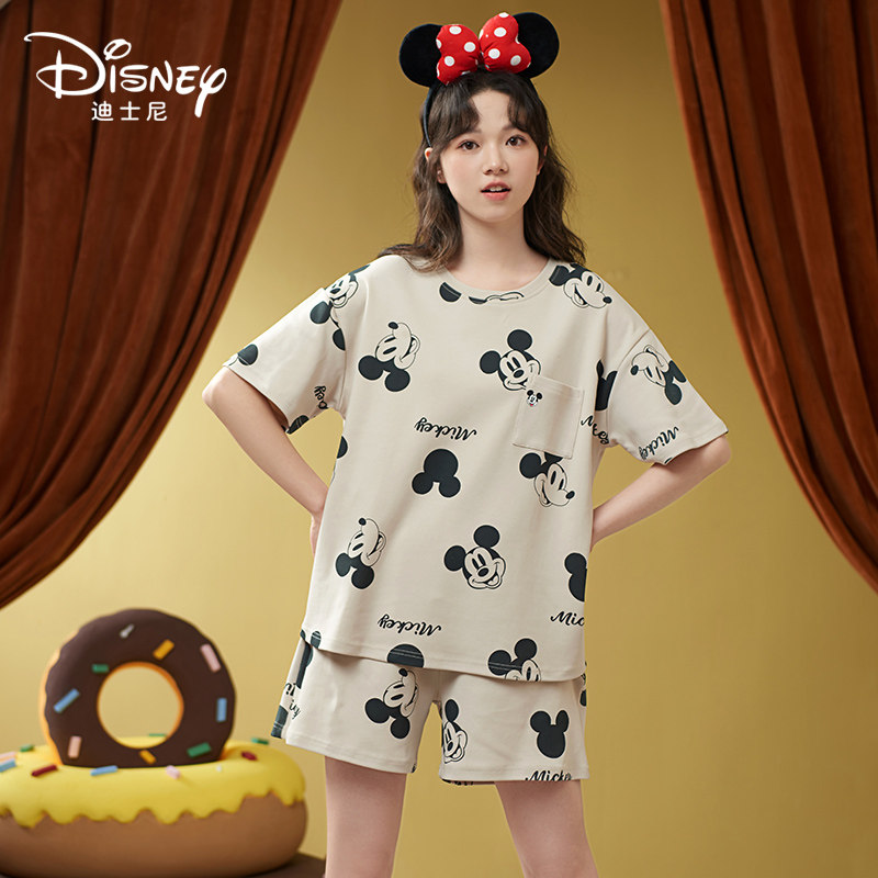 Disney/迪士尼新款套头纯棉短袖短裤睡衣舒适休闲家居服套装0023