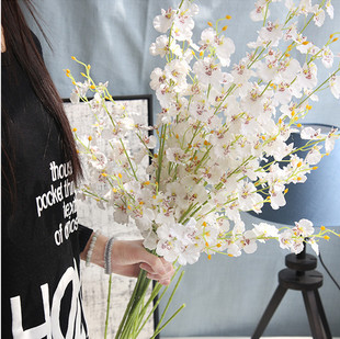 长枝跳舞兰假花客厅商场桌面装饰摆件拍摄手捧花插花仿真花永生花