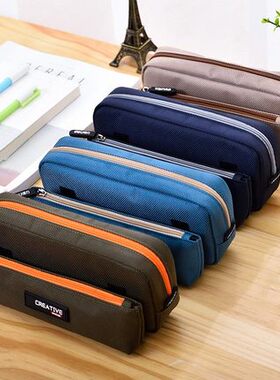 得力66761多功能大容量笔袋学生文具笔盒双层收纳铅笔袋帆布笔袋