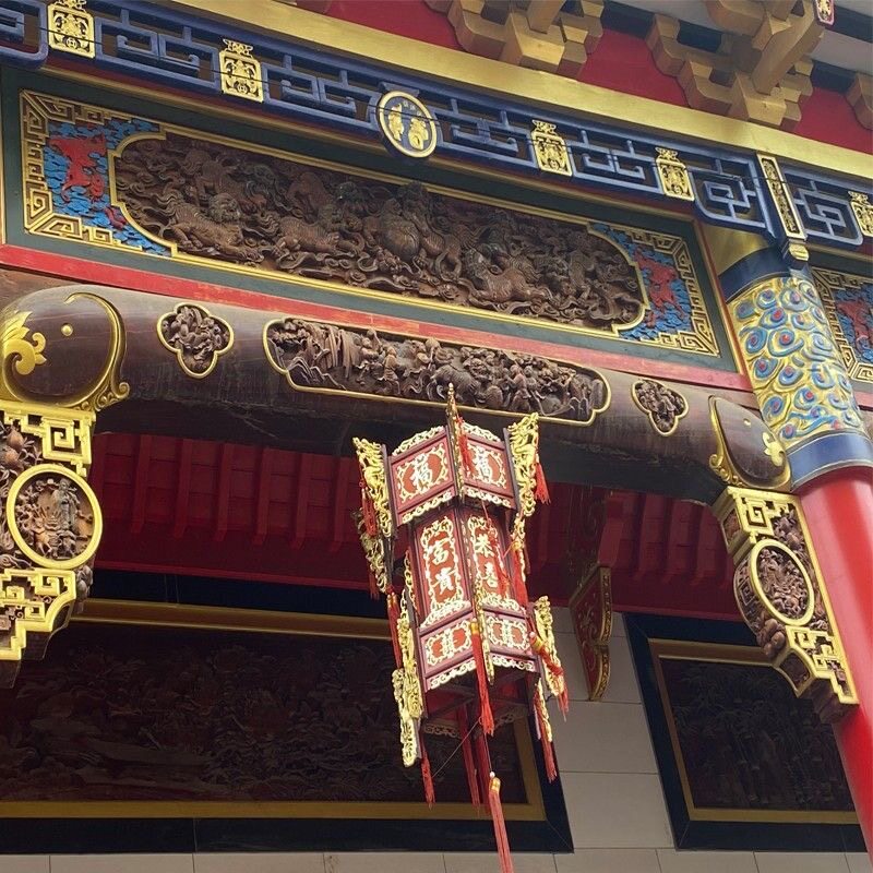 东阳木雕中式实木冬瓜梁仿古建筑雕花装饰牛腿横梁雀替木梁柱定制