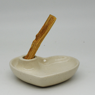 心形palo santo秘鲁圣木燃烧盘陶瓷碟圣木托盘底座白鼠尾草香炉