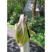 ski 女秋 休闲显瘦天丝亚麻宽松防晒罩衫 Tannin赤兔纸片人T