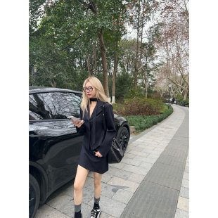 套装 Tannin赤兔office 细纹纯欲西装 女 siren绯闻学姐修身 ski