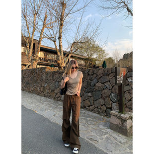 ski by Tannin榛果拿铁 砂洗牛仔多口袋工装裤女夏季显瘦休闲长裤