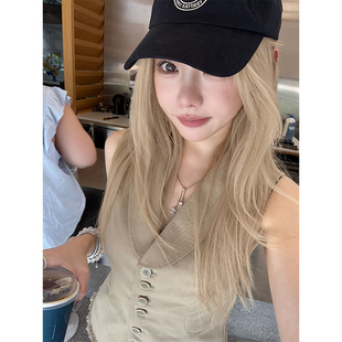 收腰显瘦拉毛马甲女春夏 青果领修身 ski byTannin赤兔六代女团无袖