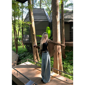 ski 女夏 软而不塌天丝汉麻高腰休闲显瘦阔腿牛仔裤 Tannin赤兔