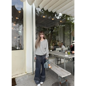 ski 女秋 复古刺绣做旧水洗全棉直筒阔腿牛仔裤 Tannin赤兔重工