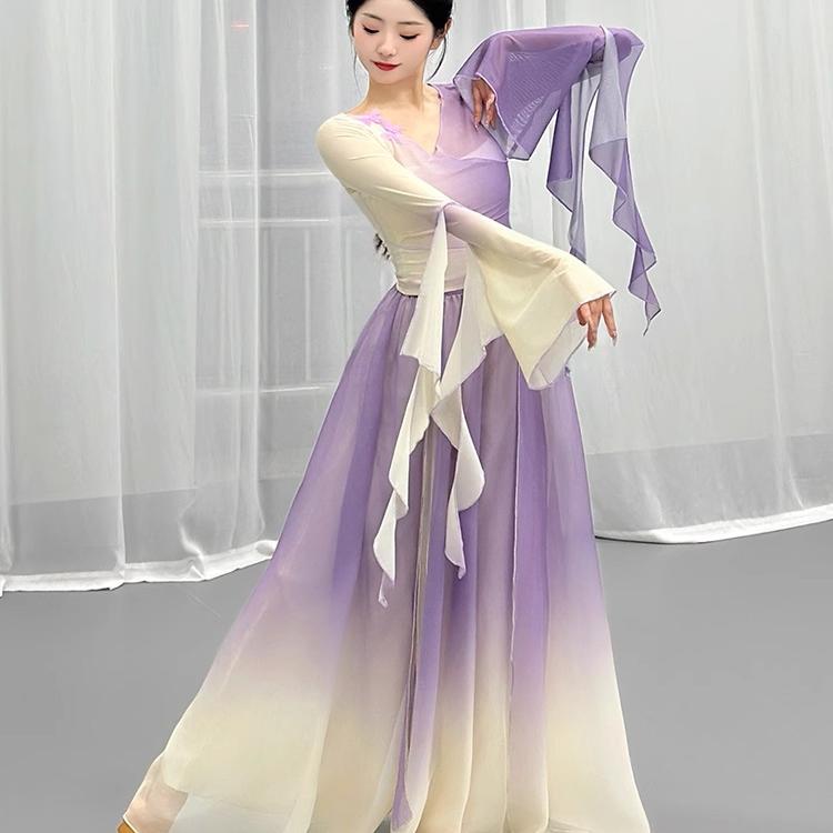 超仙古典舞服裝飄逸紗衣蝴蝶裙褲仙氣演出服形體練功服基訓(xùn)演出服