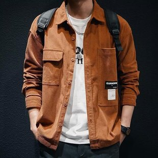 灯芯绒衬衫外套男士春季潮流ins港风新款青少年韩版宽松休闲夹克