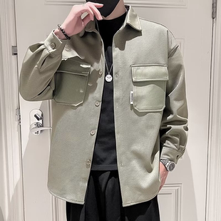 潮流百搭休闲外套 日系港风ins宽松衬衣男生夏季 2026字母长袖 衬衫