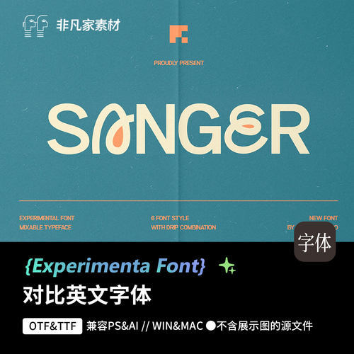 1款创意潮流大胆对比风英文字体安装包PSAI procreate字体素材