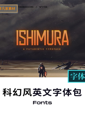 赛博朋克科幻机甲风英文字体安装包 海报标题logo展示PS字体素材