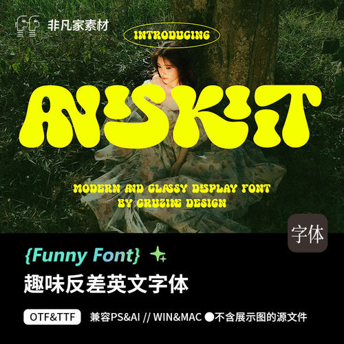 创意趣味卡通膨胀逆反差Procreate粗体英文字体安装包PSAI字库