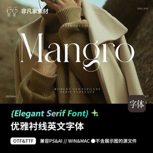 优雅衬线高级轻奢设计感英伦英文logo海报画册标题字体PSAI安装包