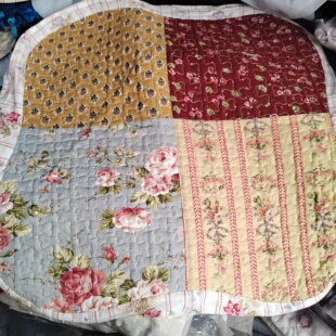 外贸出口微瑕疵纯棉印花绗缝水洗夹棉异形坐垫套 坐垫