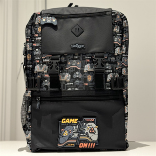 澳洲Smiggle减压书包超特大号黑色游戏手柄背包护脊高年级双肩包