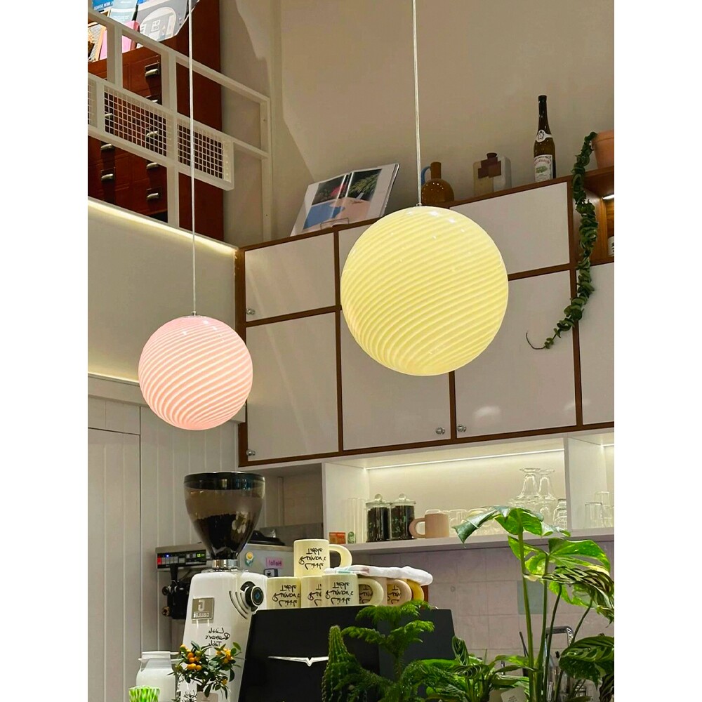 中古Murano穆拉诺吧台餐厅吊灯卧室儿童房多巴胺棒棒糖圆球玻璃灯