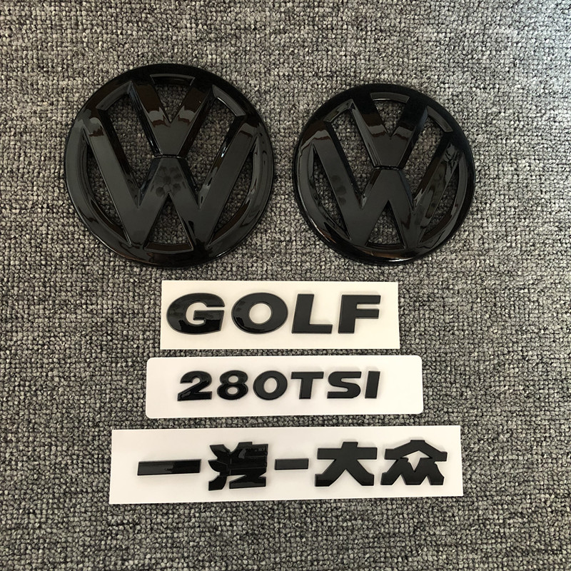 大众高6 高尔夫7/7.5Rline车标改装黑标装饰贴前后标尾标字母英文