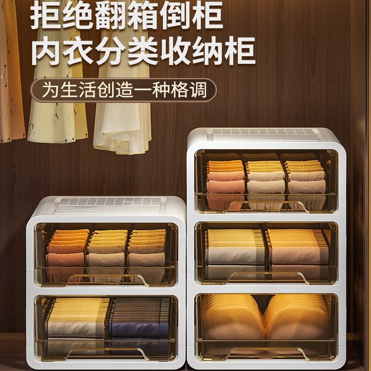 德国内衣内裤袜子三合一收纳盒家用2024新款抽屉式放内衣整理神器