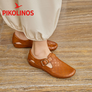 Pikolinos派高雁春季擦色牛皮深口圆头一字式扣带休闲鞋PS261147