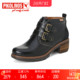 Pikolinos派高雁冬季 牛皮中粗跟侧拉链纯色踝靴PA250818