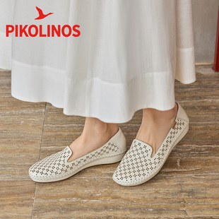 Pikolinos派高雁春季牛皮中口纯色套脚镂空休闲鞋PS261148