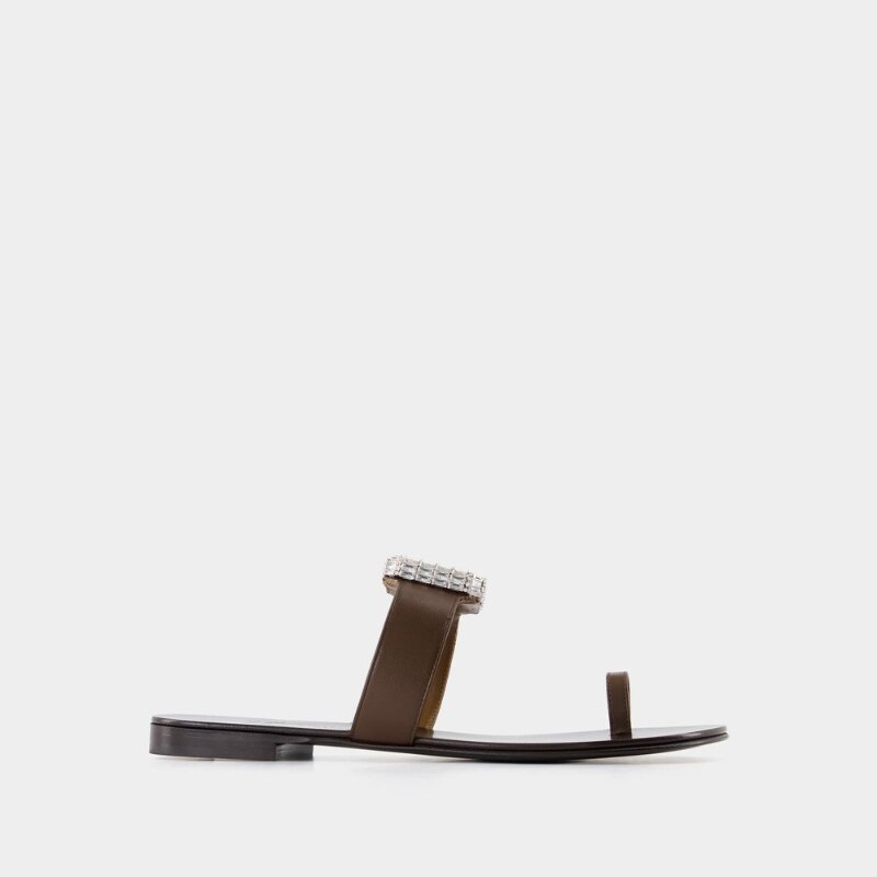 Giuseppe Zanotti Blahir Flat 棕色皮制凉鞋