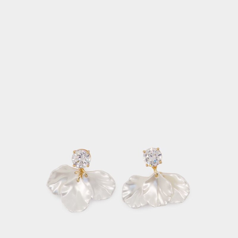 SELF PORTRAIT 水晶花瓣耳环 - 珍珠 - 白色