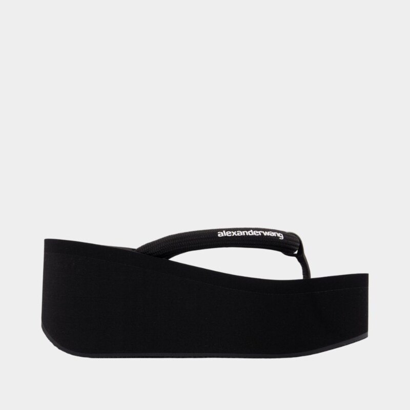 亚历山大王 Alexander Wang Jenna 人字拖厚底凉鞋 - 尼龙 - 黑色