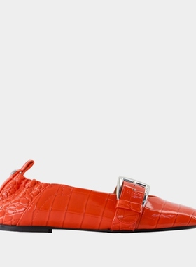 GANNI 蝴蝶芭蕾舞鞋 -皮质 橙色