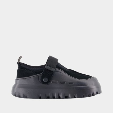 UGG Peakmod 时尚厚底魔术贴束带休闲鞋 男款低帮皮质黑色运动鞋