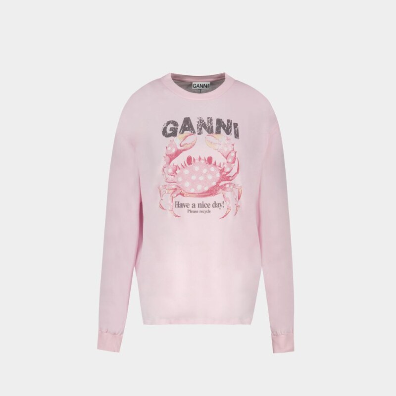 Ganni Ganni 基础款长袖螃蟹图案卫衣 - 纯棉 - 粉色