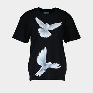 3.PARADIS Freedom Doves 3D立体T恤 - 纯棉 - 黑色
