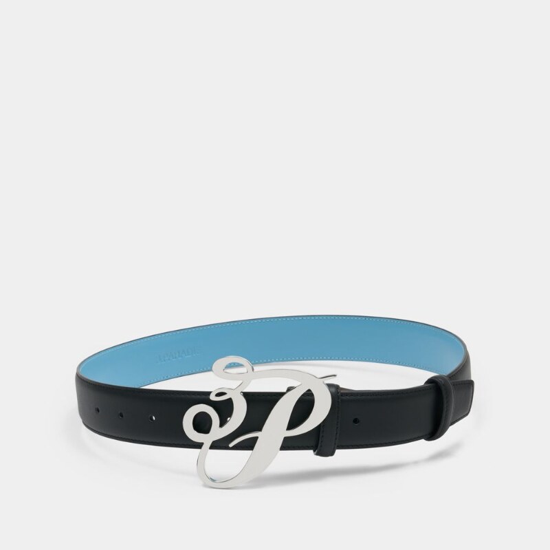 3.PARADIS 3p Cursive Logo 大号腰带 - 皮质 - 黑色