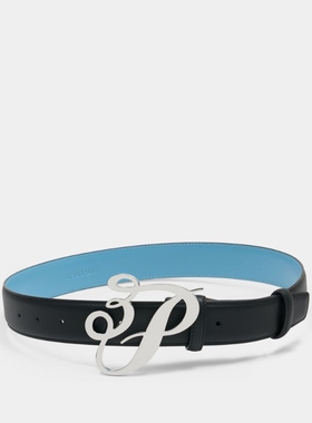 3.PARADIS 3p Cursive Logo 大号腰带 - 皮质 - 黑色