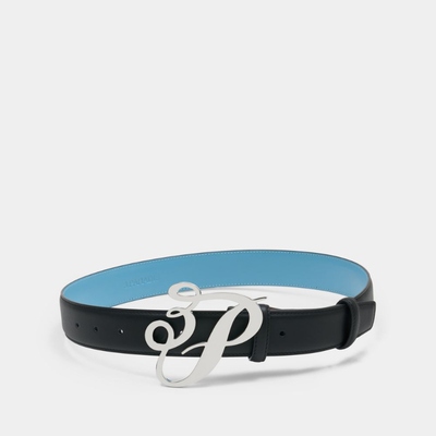 3.PARADIS 3p Cursive Logo 大号腰带 - 皮质 - 黑色