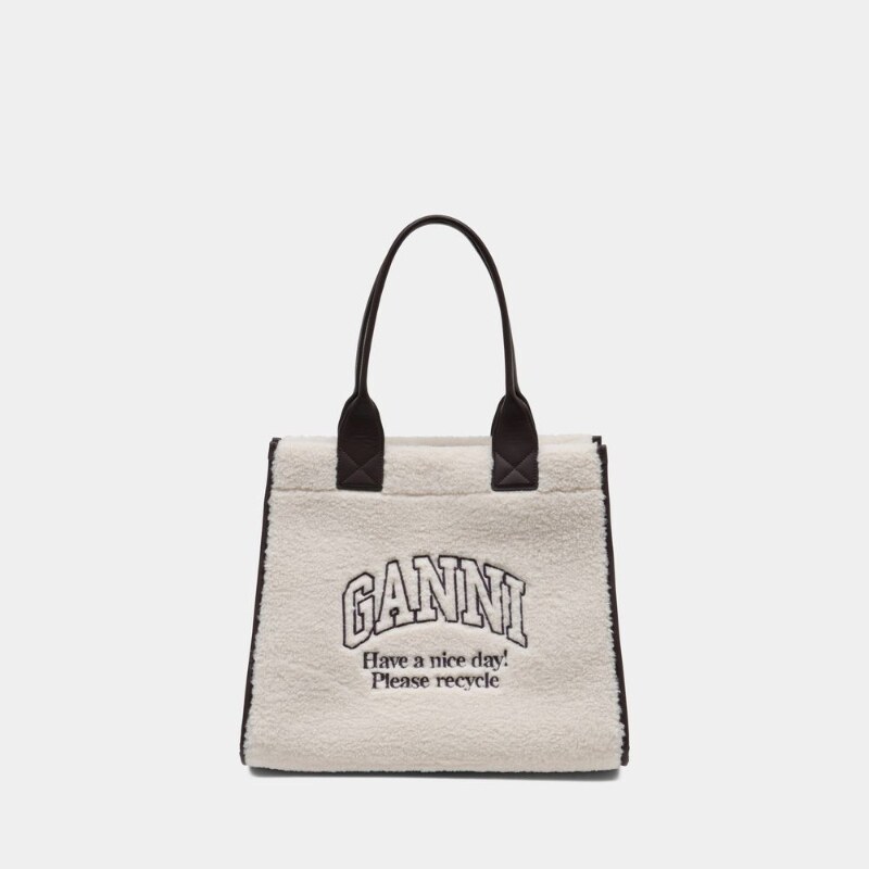 Ganni XXL 羊毛购物袋包- 合成材料 - 白色
