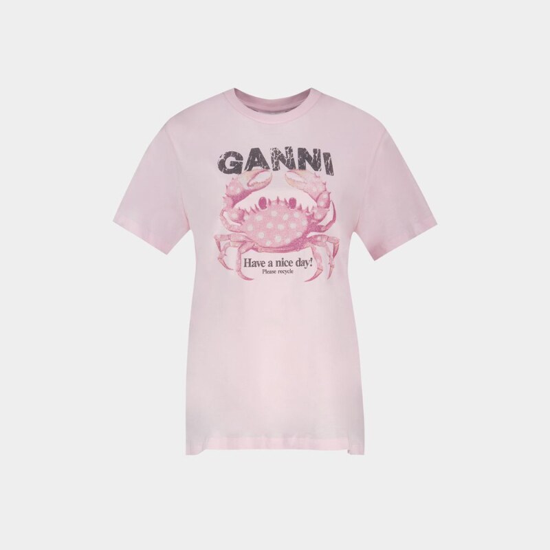 Ganni 基础款T恤 - 纯棉 - 粉色