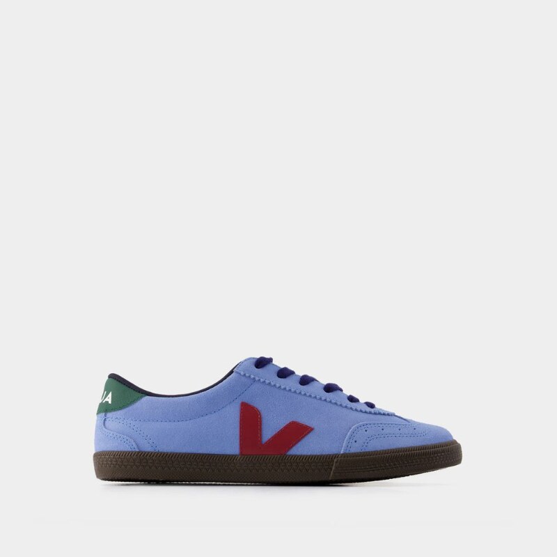 Veja Volley 蓝色羊皮运动鞋低帮板鞋男女同款蓝色户外跑步
