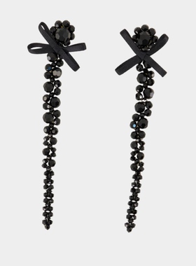 Simone Rocha 小巧蝴蝶结滴耳环 水晶 黑色