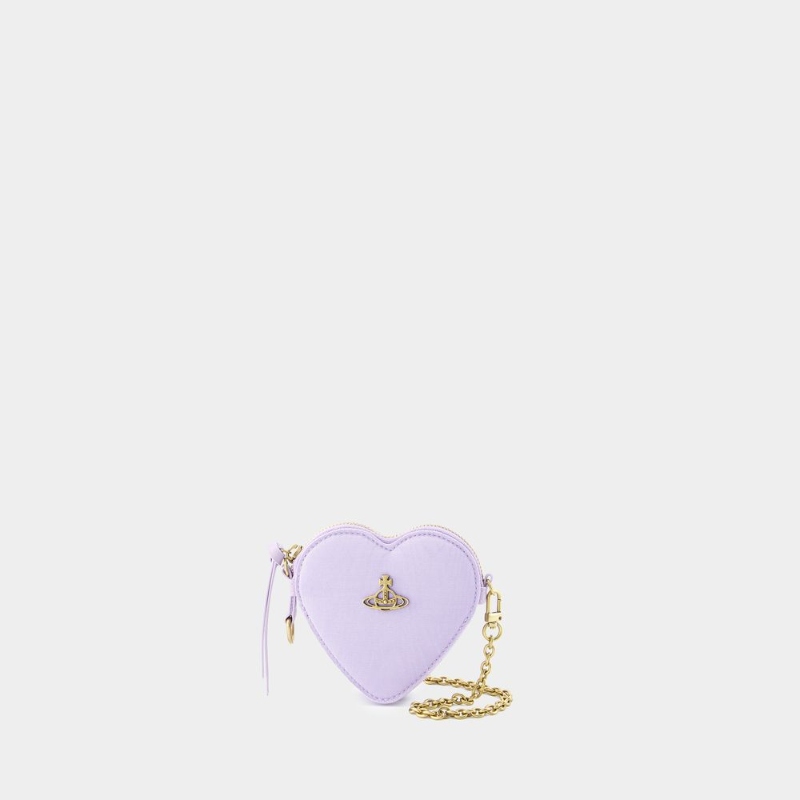 西太后 Vivienne Westwood Moire Heart Wristlet Bag紫色合成材