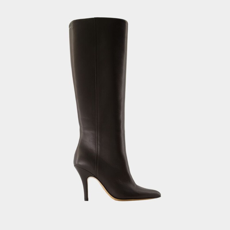 马吉拉 MM6 Maison Margiela 靴子 皮质 棕色图片